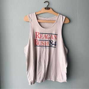 ♦️5/$15♦️ Rowdy Gentlemen | Reagan Bush ‘84 Distressed White Tank Top